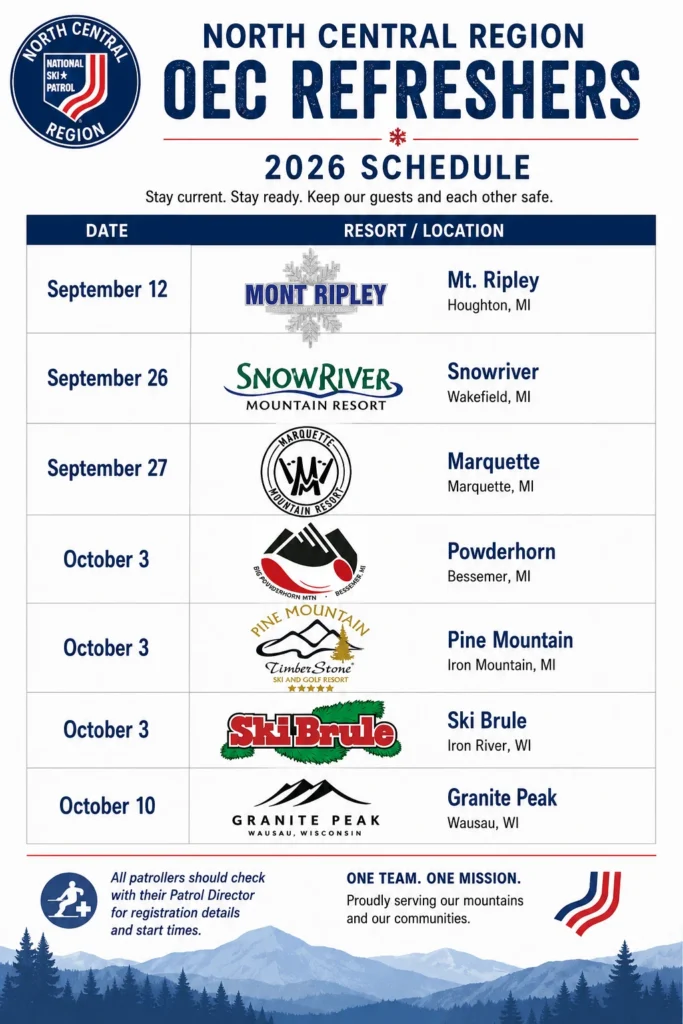 2026 NCR OEC Refreshers Schedule - NSP CD North Central Region North Central Region OEC Refreshers 2026 schedule flyer